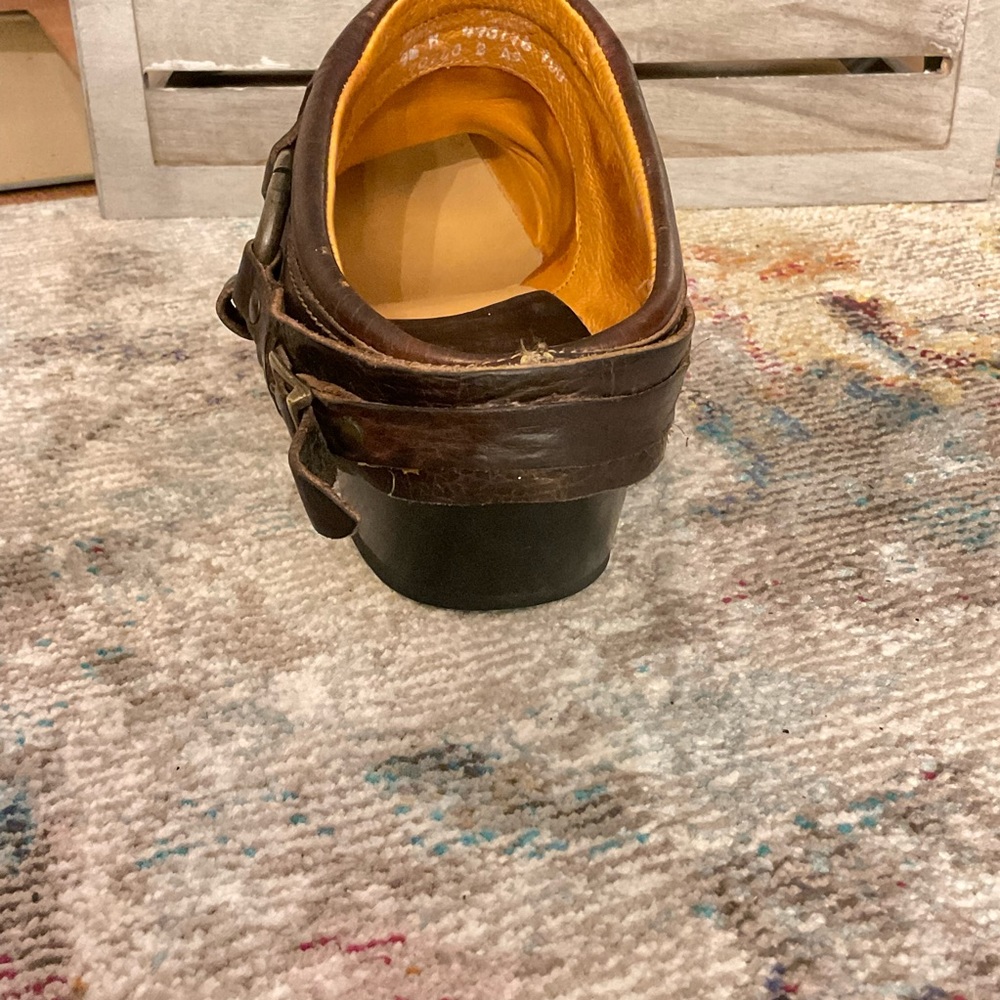 Frye Brown Leather Mules with Buckle Detail - Picture 13 of 16